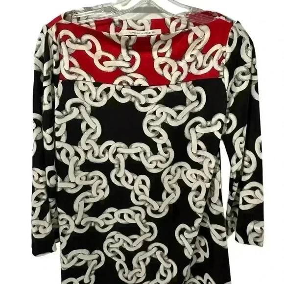 DVF Diane von Furstenberg Ruri Chain Print Dress Silk Jersey Size 6 - Picture 4 of 12